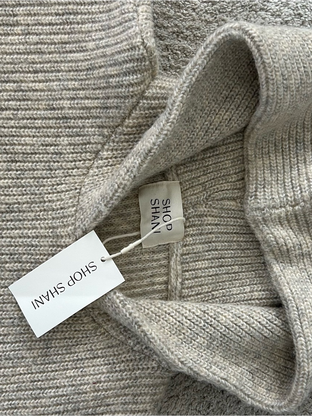 Shop Shani Ribbed Knit Sweater in Light Taupe